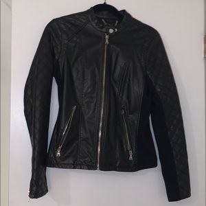 Faux Leather Moto-Style Jacket